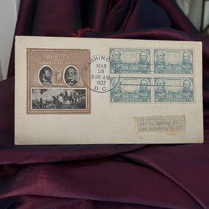 “ Hero’s of the American Army” 1st Day Issue Mar 28,1937, 8AM Vintage Envelope